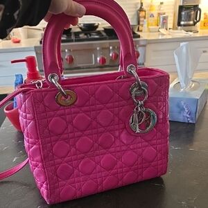 Lady Dior Fuchsia Quilted Shoulder Bag